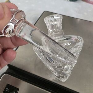 VTG Cut Glass Perfume Bottle Glass Stopper Clear Cone Conical Shape Lay Down
